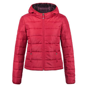 Best Quality Solid Black Color Women Puffer Jacket Custom Logo Breathable Fabric Stand Warm Quilted <b>Padded</b> Nylon Wool Winter - Product Image 3