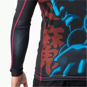 Maillot de compression respirant à manches longues imprimé pour MMA et BJJ, idéal pour l'entraînement en salle et les combats – Faible MOQ, directement de l'usine - Product Image 4