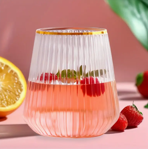 Bicchiere in Plastica Personalizzabile <span class=keywords><strong>da</strong></span> 12oz <span class=keywords><strong>con</strong></span> Bordo Dorato Senza Stelo per Bar, Caffè, Frappè e Attività Commerciali - Product Image 6