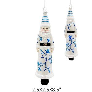 Alta calidad Popular Navidad Año Nuevo decoración brillante blanco azul real vidrio 3D vestido largo Santa ornamento - Product Image 5