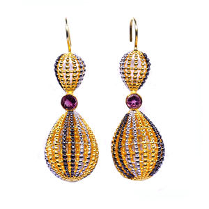 Ensemble de boucles d'oreilles en argent sterling 925 pour femmes plaqué or avec pierres précieuses de tourmaline classiques Option de style de charme vintage - Product Image 2