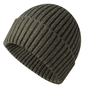 2025 hiver chaud tricoté noir bonnet écharpe ensemble 100% coton côtelé laine plaine bonnet chapeau avec motif d'impression - Product Image 6