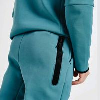 Setelan Training Pria Ukuran Besar Ramah Lingkungan, Bahan Fleece Teknologi, Bernapas, Tahan Angin, Cepat Kering, Motif Solid, Gaya Hip Hop, Hoodie Resleting Penuh