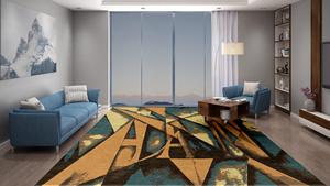 Tapis persan abstrait en laine noué à la main - Résistant aux plis, aux taches et antidérapant - Pour salon et chambre à coucher - Product Image 2