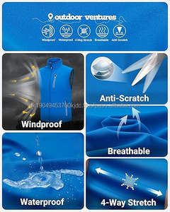 Veste sans manches à fermeture éclair, veste coupe-vent légère, veste doublée en polaire, veste softshell à capuche, veste de pluie - Product Image 4