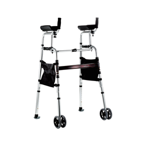 Andador plegable portátil de un solo botón y Andador de aleación de aluminio para discapacitados ayuda para caminar con <span class=keywords><strong>plataforma</strong></span> de antebrazo para discapacitados - Product Image 1