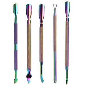 อุปกรณ์ดันเล็บสแตนเลสหลากสีอุปกรณ์กำจัดหนังกำพร้าทำเล็บแบบใช้ได้สองครั้งทนทานน้ำหนักเบาใช้ซ้ำได้ - Product Image 5