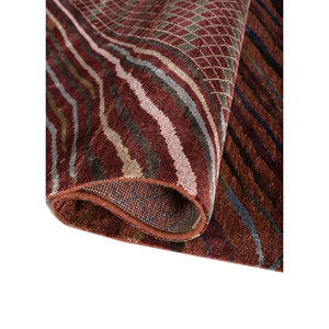 Manchaha Abstract Pattern Wool & Bamboo Silk Rugs <b>Red</b> & Orange Hand Knotted for Home Use-Les-2702 by Jaipur Rugs US - Product Image 2