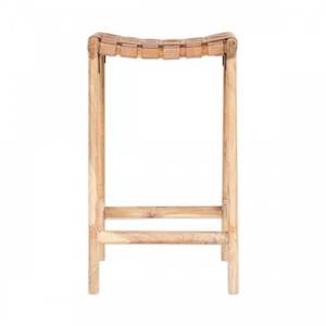 Tabouret de bar en teck massif de qualité supérieure pour l'intérieur et l'extérieur, mobilier d'accueil avec structure durable - Product Image 6