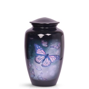 Urna de cremación para adultos de 200 libras hecha a mano moderna, elegante diseño de mariposa, ataúd conmemorativo de lujo para mascotas, Color negro - Product Image 1
