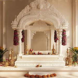 Makrana White Marble Coriaan Temple Premium Mandir religioso hecho a mano para el hogar y la Oficina - Product Image 6