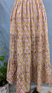 Robe légère en coton à imprimé de blocs Robe en coton à bretelles spaghetti florale et à motif uni Robe en coton à bretelles spaghetti sans bretelles - Product Image 4