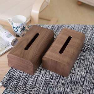 Caja de pañuelos de madera duradera con mecanismo deslizante inferior resistente, elegante caja de pañuelos de madera para mesa de centro y escritorio de oficina - Product Image 6