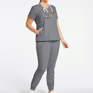 Conjunto de uniforme médico rosa para mujer, de algodón y poliéster, tejido elástico, ropa para personal médico, uniforme de enfermera - Product Image 4