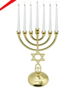 Soporte de vela de 9 ramas Menorah con acabado dorado superventas para Festival de bodas - Product Image 2