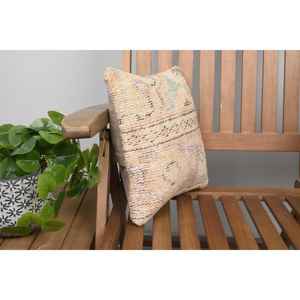 Rustic Design 12x12 Inches Beige Wool Kantha Patchwork <b>Pillow</b> Woven Vintage Embroidered Floral Print for Car Floor Christmas - Product Image 2