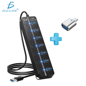 Hub USB 3.0 de 7 Puertos con Interruptores Individuales, Cable de 1.2M, Incluye Adaptador USB-A y USB-C para Transferencia de Datos, Divisor de Computadora, Velocidad de 5Gbps - Product Image 1