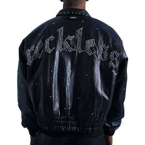 Chaquetas hechas a medida mujeres bombardero chaquetas de cuero con diamantes de imitación señoras de moda al aire libre moto Motocross - Product Image 4