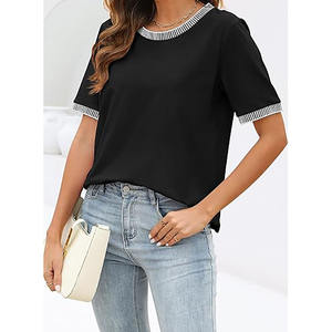 T-Shirt surdimensionné léger 100% coton pour femmes de haute qualité poids lourd 180gsm imprimé brodé T-shirt uni été ample - Product Image 5