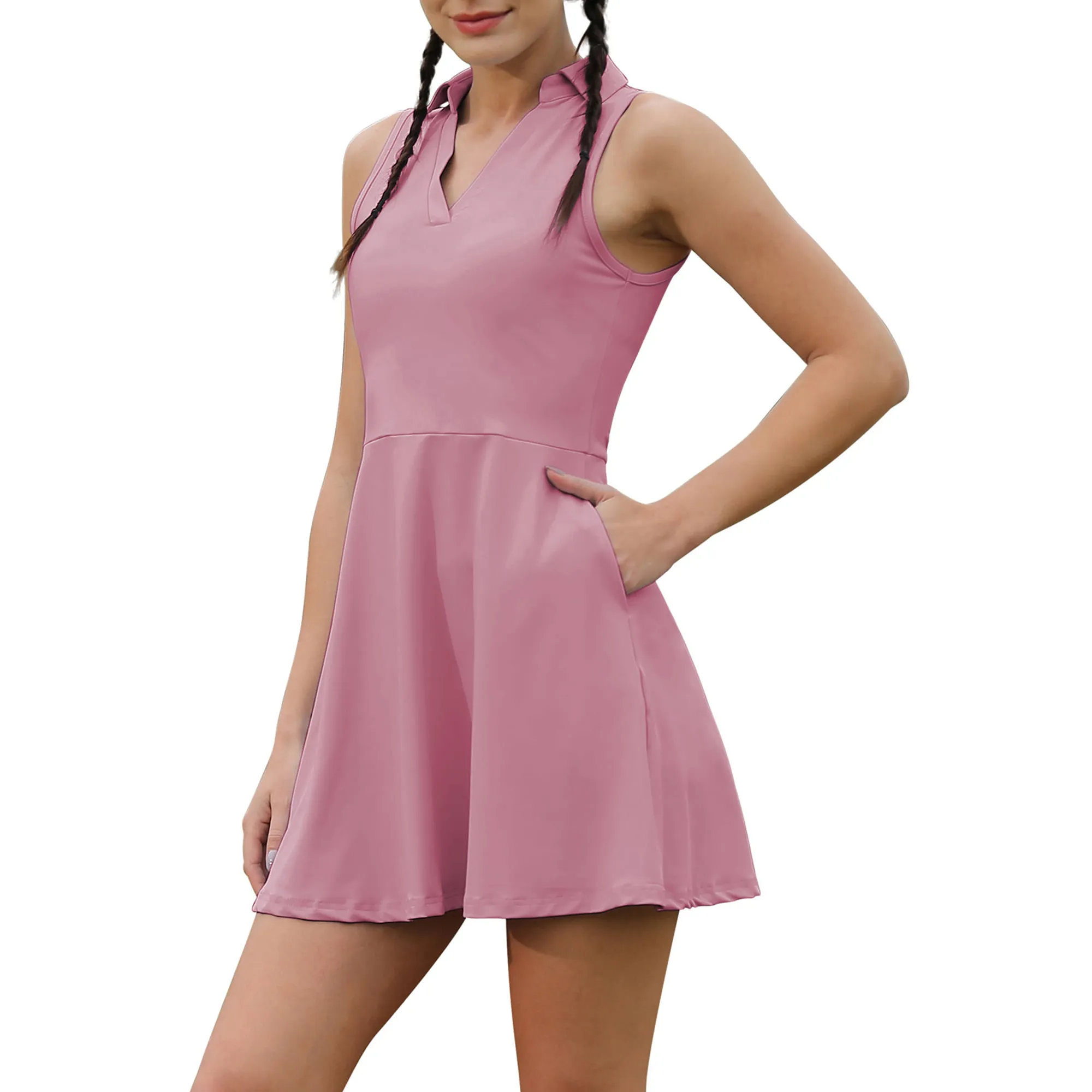 2024 थोक स्पोर्ट्स वियर पिकलबॉल स्कर्ट टेनिस ड्रेस गोल्फ परिधान के लिए बिना आस्तीन का गोल्फ ड्रेस आरामदायक महिला टेनिस वियर