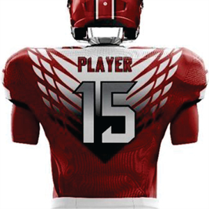 Personalizado blanco carmesí 100% poliéster sublimado uniforme de fútbol americano para los hombres transpirable aparejos sarga equipo delantero corto - Product Image 3