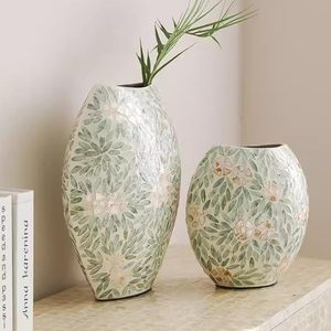 Centros de mesa de boda hechos a mano madre de perlas conjunto de jarrones de mosaico blanco para decoración de eventos - Product Image 1