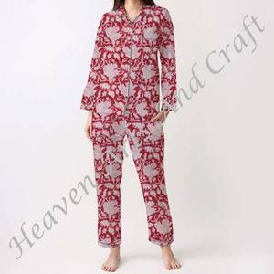 Conjunto de Pijamas de Algodón 100% para Mujer, Ropa de Dormir Suave para el Hogar, Conjunto de Pijamas de Primavera/Verano con Estampado Floral/Personajes/Letras/Estampado/Vacaciones/Árbol PJ094 - Product Image 2