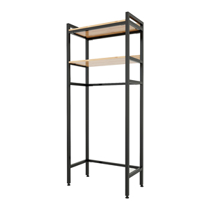 KMG68011 2-Tier Top-Loading Washing <b>Machine</b> Rack with Iron Frame and Wooden Top for Bathroom Shelves - Product Image 3