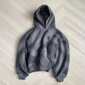 En blanco 350 GSM Pullover Algodón Poliéster Fleece Heavyweight Streetwear Estampado liso Bordado Sudaderas con capucha - Product Image 3