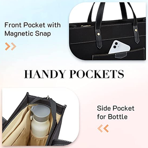 Womens Textile Large Capacity Laptop Tote Bag Waterproof Office Handbag Adjustable Shoulder Strap Multi Pocket Business - Product Image 6
