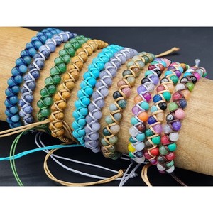 Colorful Gold-Plated Beaded <b>Bracelets</b> with <b>Adjustable</b> Cord Trendy Fashion Accessory for Resale - Product Image 1