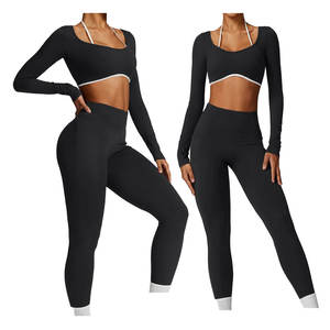 Traje de talla grande, chaqueta deportiva, conjunto de Yoga de 3 piezas, conjuntos de Fitness sin costuras para gimnasio, conjunto de entrenamiento potenciador de cadera, ropa deportiva para mujer - Product Image 1