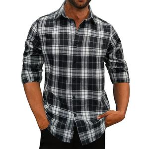 Camisa de Franela Vintage para Hombre, 100% Algodón, Mangas Largas, Cuello Antiencogimiento, Talla Grande, Informal, Transpirable, Ecológica, Suministro ODM - Product Image 4