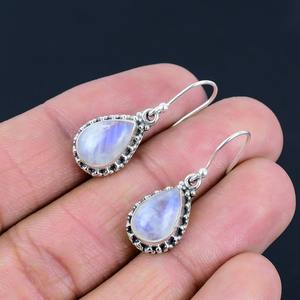 Boucles d'oreilles en argent Sterling 925 faites à la main Style Boho pierre de lune pierres précieuses boucles d'oreilles tendance bijoux cadeau pour les femmes pour les fêtes - Product Image 3