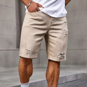 Pantalones cortos de mezclilla rasgados de color sólido personalizados para hombre Pantalones vaqueros casuales de algodón con estilo Venta caliente Pantalones cortos de moda de verano para hombre - Product Image 6