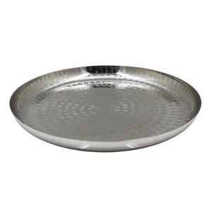 Vente en gros de plats de service en acier inoxydable écologiques faits à la main, plats ronds en métal pour mariage, commande minimum de 100 pièces - Product Image 1