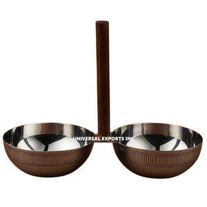 Cuenco de chocolate de metal con acabado blanco con bandeja Cuenco dulce hecho a mano de excelente calidad Cuenco de chocolate nuevo de lujo con estilo clásico - Product Image 2