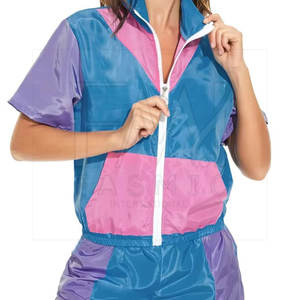 Ensembles de shorts coupe-vent pour femmes élégantes 100% ensembles de shorts deux pièces en tissu polyester avec marque de distributeur - Product Image 3