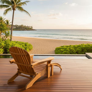 Chaise longue lunaire pliable en bois massif, écologique, avec repose-pieds, finition naturelle, pour parc, jardin, bord de piscine, patio, usage extérieur - Product Image 5