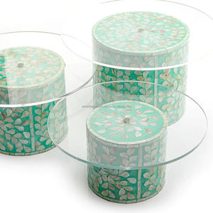 Mopa de hueso indio hecha a mano de la mejor calidad, soporte para pastel con incrustaciones, bandeja para servir artesanías florales de lujo para chocolate o pasteles - Product Image 5