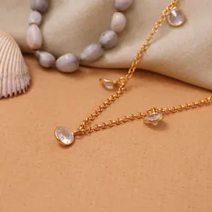 สร้อยคอชุบทองประดับคริสตัลสำหรับผู้หญิงสวมใส่ในชีวิตประจำวัน - Product Image 2