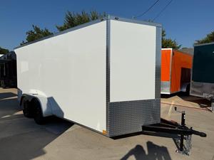 Remorque de transport fermée blanche 7x16 à nez en V avec garniture en aluminium, charge utile maximale 1001-2000 kg, livraison gratuite - Product Image 2