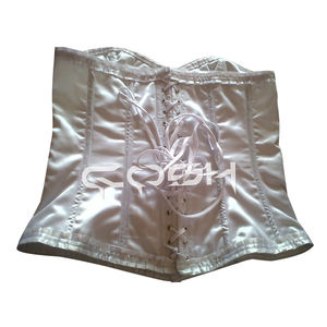 Corset de mariée en satin blanc en gros, avec armatures en acier, fermeture à l'avant |   Achetez maintenant - Product Image 6