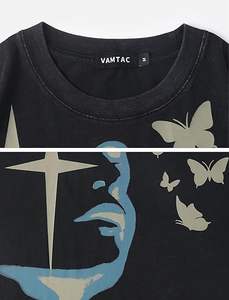 T-shirt en coton épais de haute qualité, personnalisé avec impression sérigraphique, t-shirt oversize uni pour homme, t-shirt graphique épais - Product Image 5