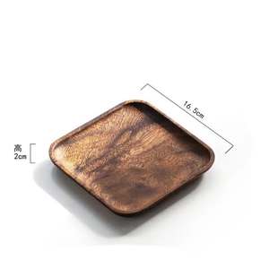 Plateau carré jetable en bois d'acacia de luxe moderne assiette de fruits maison eau tasse à thé assiette en bois couverts cadeaux d'affaires mondiaux - Product Image 3