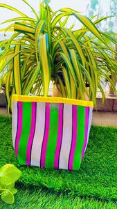 Eco-Friendly Custom Striped Travel Beach Tote Bag Reusable Nylon Zipper Cosmetic Toiletry <b>Pouches</b> Logo Label Woven PP Material - Product Image 2