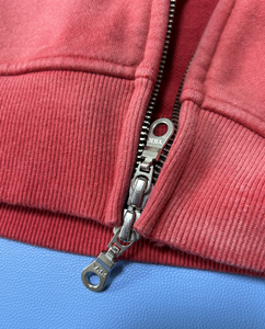 Sudadera con Capucha Estilo Urbano Vintage con Lavado Ácido, Cierre de Cremallera, Logotipo Personalizado con Serigrafía, Parches en los Codos, Felpa Francesa de Algodón para Hombre - Product Image 3