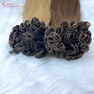 Extensiones de cabello virgen humano recto crudo vietnamita de alta calidad Extremo grueso Trama atada a mano Cabello doble dibujado - Product Image 1