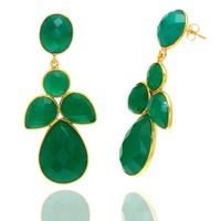 Collier tendance pour femme, cadeau de mariage, en onyx vert naturel fin, massif, en argent sterling 925, fait main, plaqué or
