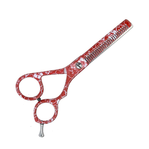 Tijeras de adelgazamiento recubiertas de color rojo y blanco Tijeras de adelgazamiento de cabello de acero de alto carbono de 6 pulgadas con un descanso más fino - Product Image 1